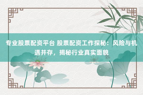 专业股票配资平台 股票配资工作探秘：风险与机遇并存，揭秘行业真实面貌