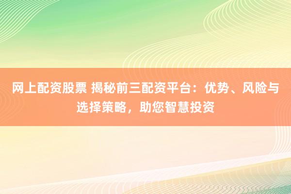 网上配资股票 揭秘前三配资平台：优势、风险与选择策略，助您智慧投资