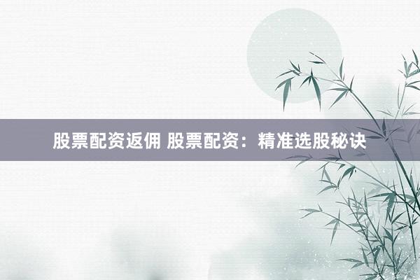 股票配资返佣 股票配资：精准选股秘诀