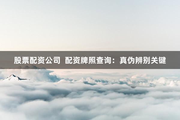 股票配资公司  配资牌照查询：真伪辨别关键
